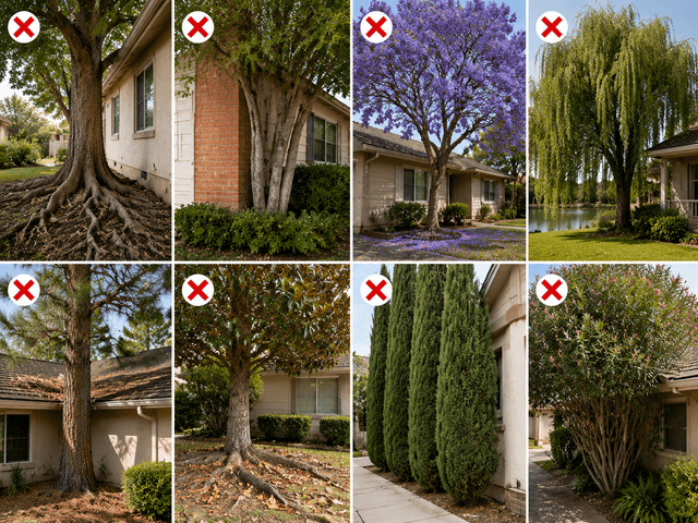 trees not to plant near house