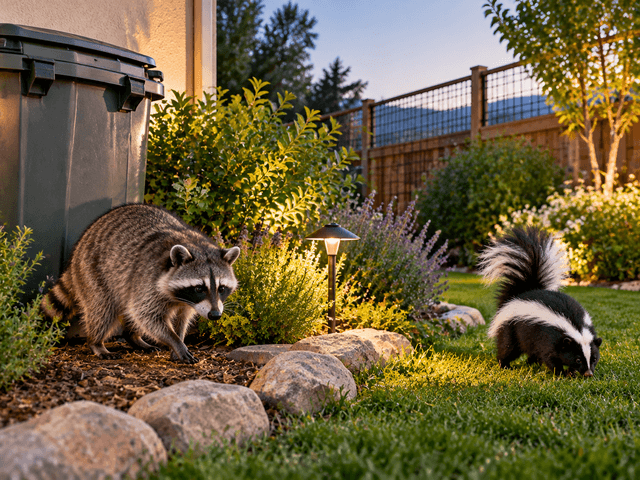 keep raccoons skunks out of yard
